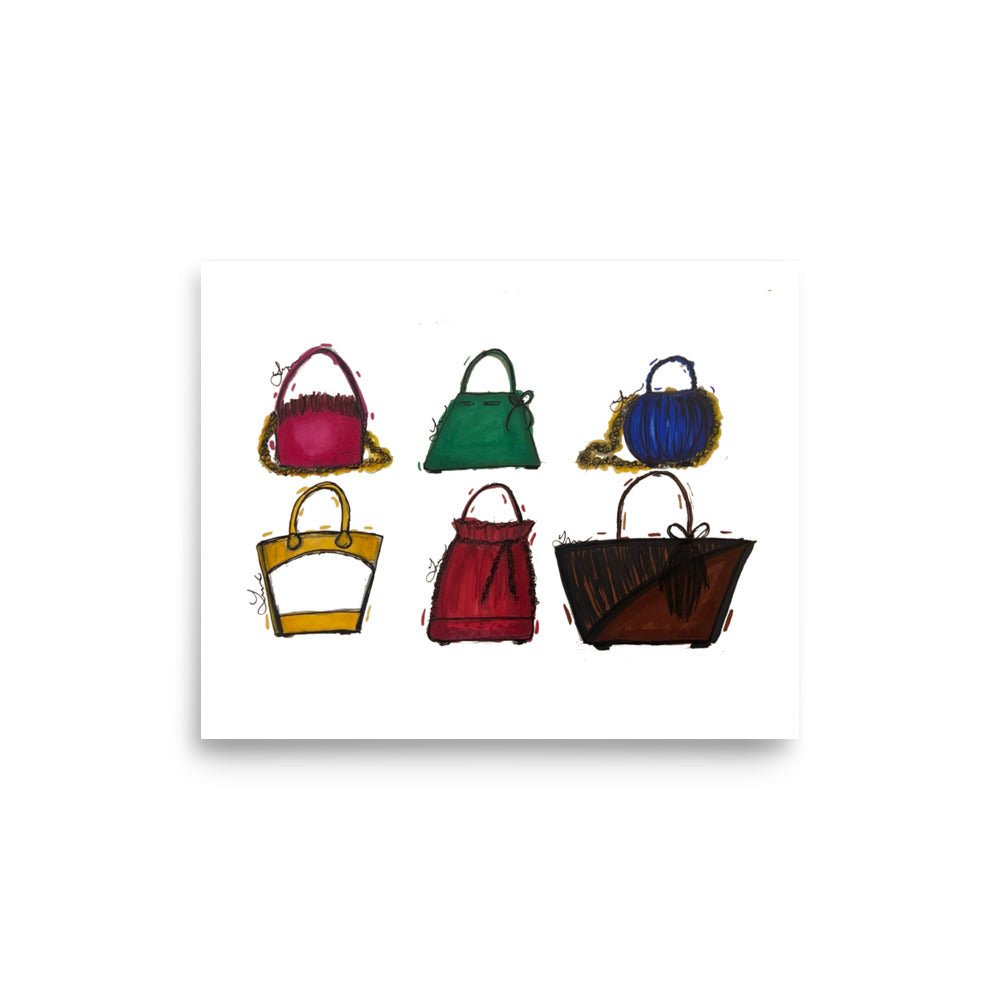 Bags, Bags, Bags Illustration Print