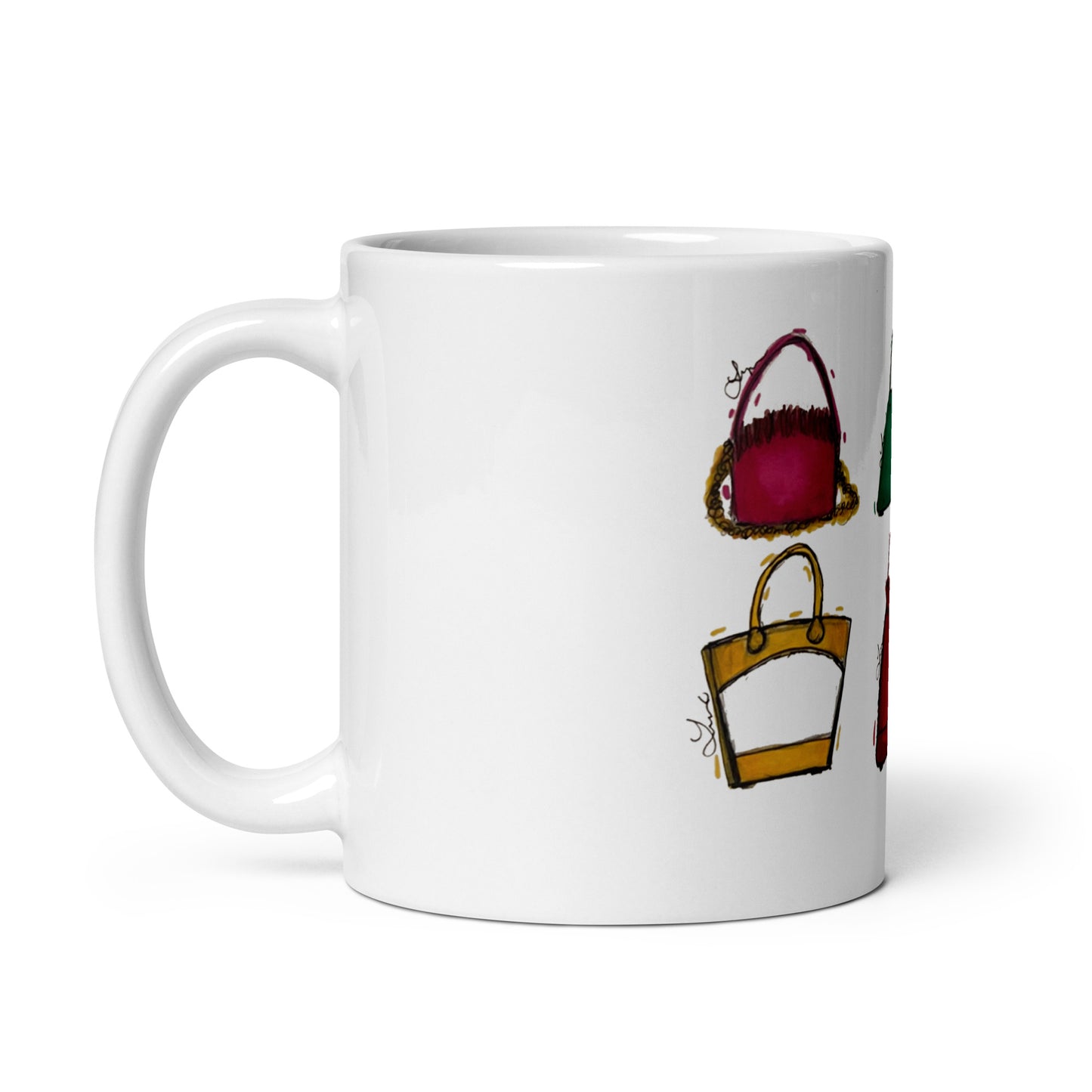 Bags, Bags, Bags, White glossy mug