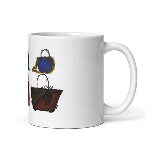 Bags, Bags, Bags, White glossy mug