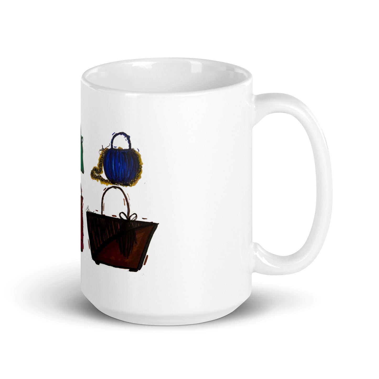 Bags, Bags, Bags, White glossy mug